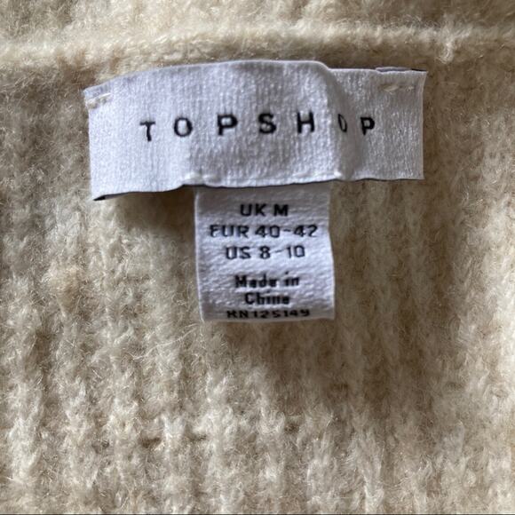 Topshop Turtleneck Sweater Oatmeal size M Soft Knit Ribbed - Picture 2 of 7